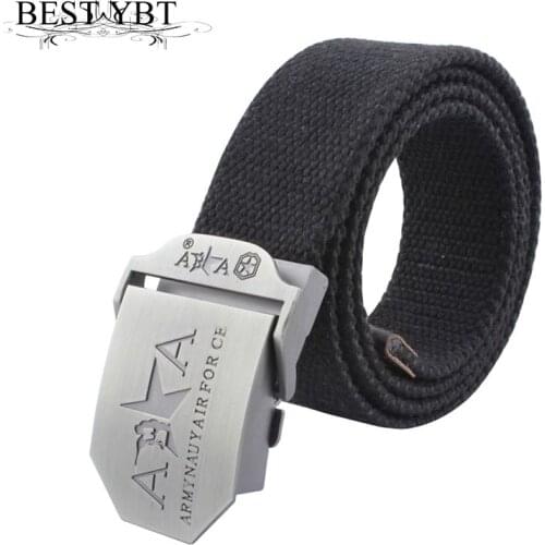 Best YBT Hot Men Belt automatic buckle Outdoor thickening Belt Men casual Weave double A High quality Canvas cowboy belts