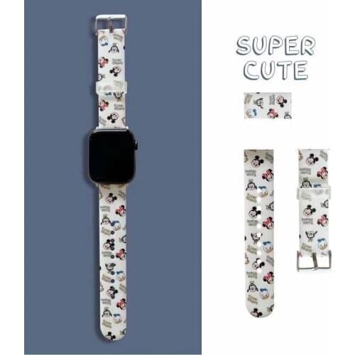 Disney Minnie Mickey strap for Apple Watch series 4 5 6 3 2 SE cute wristband for I Watch 38 40 42 44mm replacement strap gift