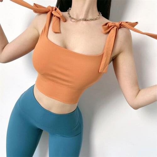 Sexy Bandage Sports Underwear Women Gym Training Fitness Running Push-up Tops Gathering Shockproof YogaBra