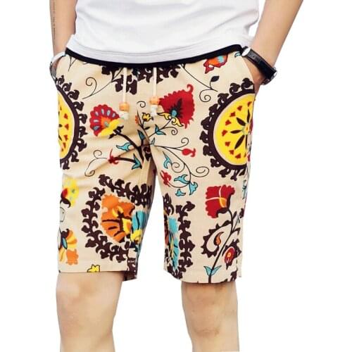 Mens beach shorts personality printing 2016 summer thin section breathable comfort casual mens shorts large size loose shorts