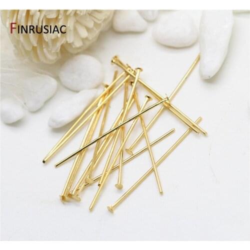 Supplies For Jewelry 14K Real Gold Plated Flat Head Pins DIY Jewellery Making Components 50pcs/lot Promotion