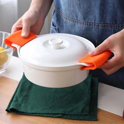 4pcs Silicone Anti-Scalding Oven Gloves Mitts Potholder Kitchen BBQ Gloves Hand Clips Anti-Scald Plate Clamp Dish Bowl Holder
