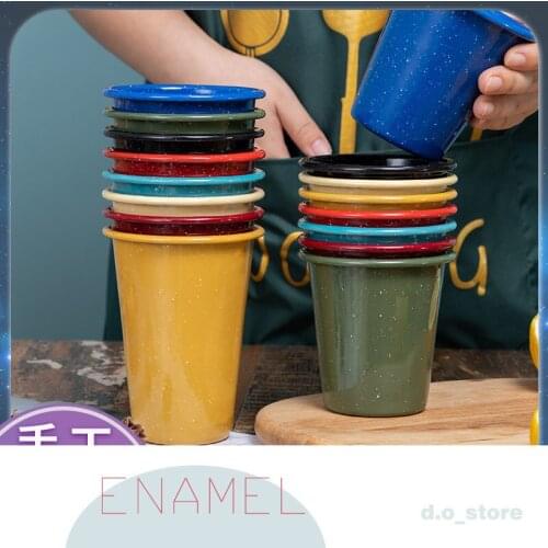 Starry Enamel Household Mugs, Old-fashioned Brushing Gargles Childrens Couples Cups, Simple Coffee Cups, Nordic Style Cups