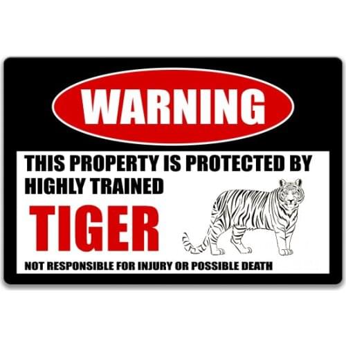 Tiger Sign Security Sign Warning Danger Metal Tin Sign Vintage Tin Metal Sign Bar Club Cafe Garage Wall Decor Farm Decor Art