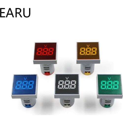 22mm Square DIY Mini Digital Voltmeter AC 12-500V Volt Voltage Tester Meter Monitor Power LED Indicator Pilot Lamp Light Display