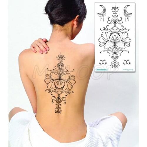 Temporary Chest Tattoo Sticker Moon Flower Diamond Hanna Fake Tatoo Flash Tatto Waterproof for Women Men Body Art