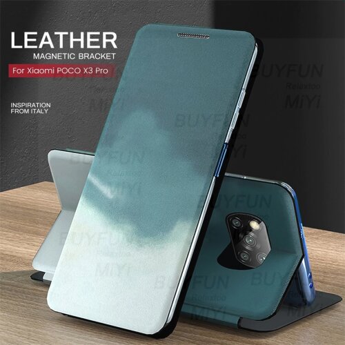 X3Poco Case 3D Watercolor Gradient PU Leather Stand Flip For Xiaomi PocoX3 Poko Little Poco X3 X 3 NFC M3 Pro 5G Wallet Coque