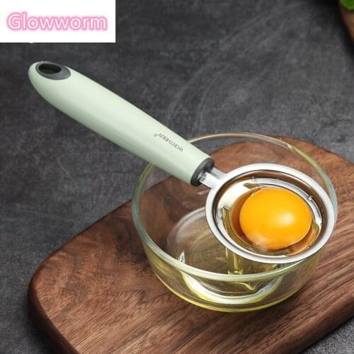 Glowworm Egg Separator Stainless Steel Egg Divider With Plastic Long Handle Kitchen Egg White Yolk Divider Kitchen Accessories