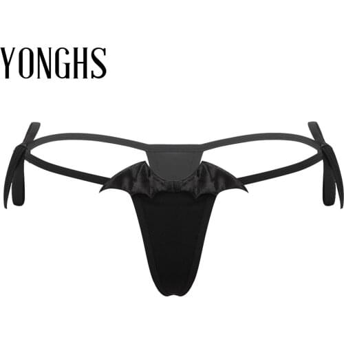 Womens Erotic Lingerie Bikini Panties Lace-up T-back Thong Sexy Underwear Cute Angel Devil Wings G-String Intimates Underpants