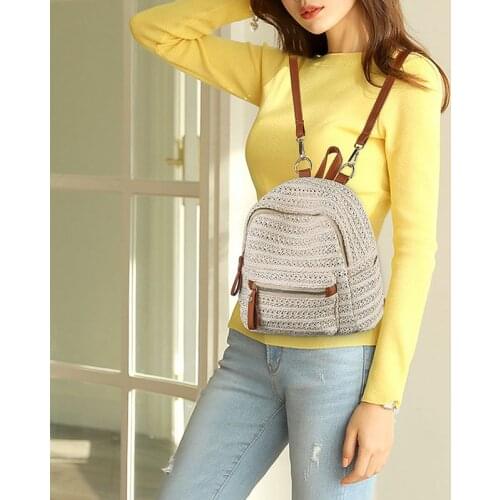 Backpack Womens Straw Bag School Braided Backpack Weave Travel Beach Shoulder Bag Rucksack /BY