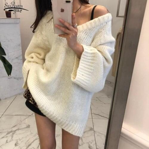 2021 Autumn and Winter Loose Large Size Bat Sleeves Lazy V-neck Sweaters Fashion Women Sweater Casual Tops Sweater Women 16530