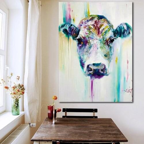 HD Printed 1 Piece Wall Decor Canvas Abstract Calf Head Animal Paining Poster Canvas For Living Room Decor Unframed Wall Art