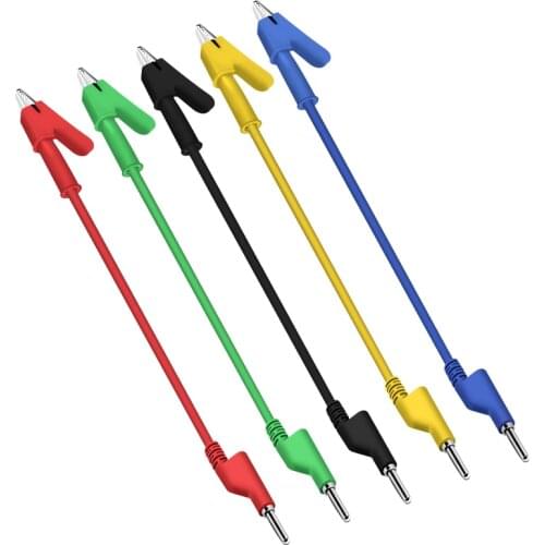 10Pcs 4mm Test Cable Banana Plug To Crocodile Alligator Clip Test Probe Lead Wire 1m