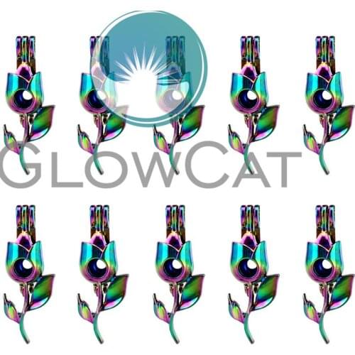 10x C734 Colorful Rose Flower Beads Cage Jewelry Making Perfume Essential Oil Diffuser Pearl Cage Locket Pendant