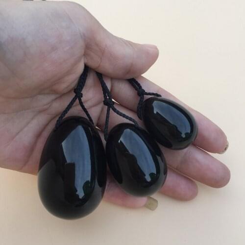 3pc Undrilled Rose Quartz Yoni Egg Set Pink Crystal Jade Eggs Obsidian Kegel Exercise Vaginal Muscle Firming Yoni Eggs Exerciser
