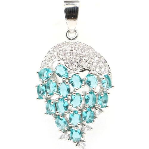 41x27mm Stunning Cross Shape Created Paris Blue Topaz London Blue Topaz Gift For Sister Silver Pendant