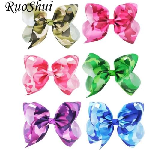 8 Inch Big Large Hair Bows Camouflage Print Hairbow Girls Alligator Clips Hair Accessories Women Girls Hair Accessories