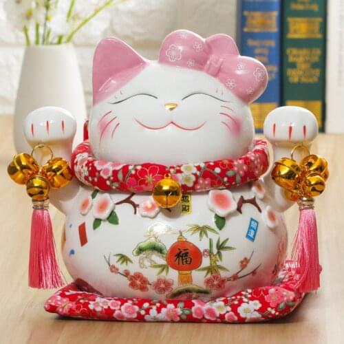 Maneki Neko Lucky cat large decoration piggy bank shop opened peach cat living room home accessories ceramic craft gifts