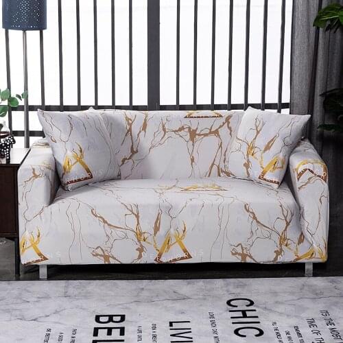 Marble white sofa cover spandex for living room elastic material double-seat sofa loveseat chair slipcovers couch covers