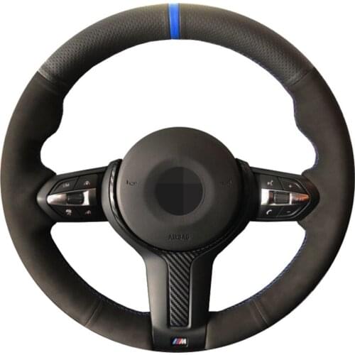 Car Steering Wheel Cover Black Genuine Leather Suede For BMW F87 M2 F80 M3 F82 M4 M5 F12 F13 M6 F85 X5 M F86 X6 M F33 F30 M