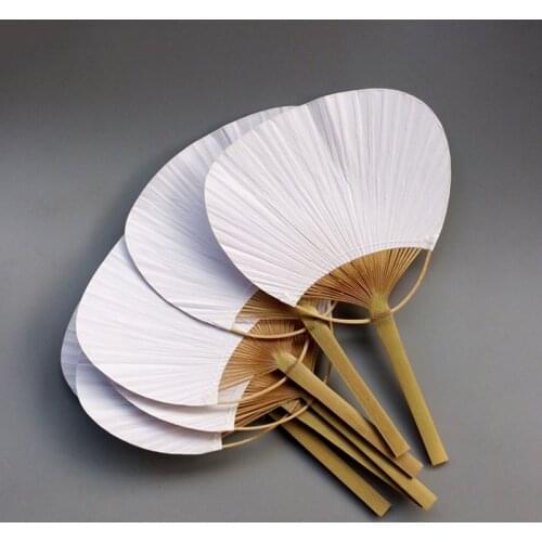 Pure white bamboo handle blank calligraphy painting blank group fan white fan summer