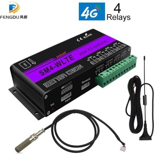SMS GSM 4G LTE APP Remote Controller 4 Channel Relay ON/OFF Switch For Gate Opener Motor Control