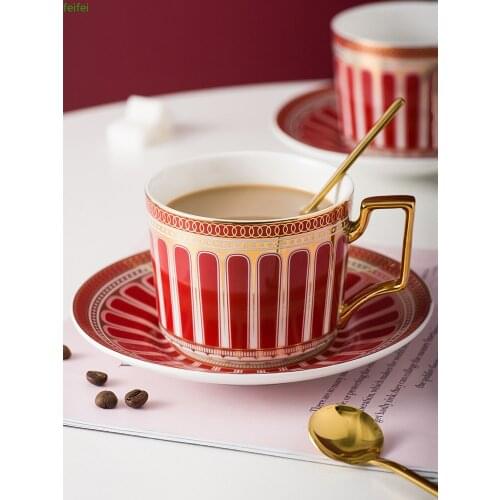 Europe Ceramic Coffee Cup Saucer Spoon Set Luxury Bone China Coffee Cup Porcelain Afternoon Black Tea Cup Set Coffeeware Set