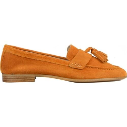 FootCourt- Mustard Color Women Loafers Cow Suede Slip On Flats Shoes Genuine Leather Tassel Ballets Women Handmade Moccasins New