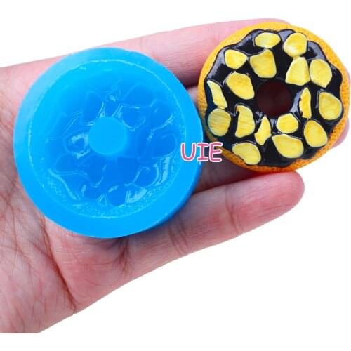 GYL351U 42.7mm Chocolate Donut DoughnutSilicone Mold Fondant Cake Decoration Candy Resin Clay Earrings Necklace Craft Soap