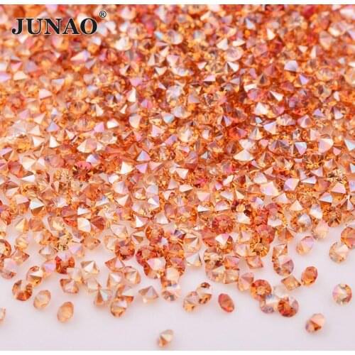 JUNAO 1.2mm Wine Red Micro Nail Rhinestone Mini Glass Beads Non Hotfix Strass Point Back Diamond Pixie Crystal Stones for Craft