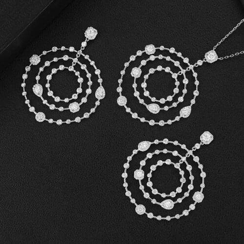 KellyBola Famous Brand Charms Round Earrings Necklace Wedding Jewelry Set For Women Statement Necklace Earrings Accessories