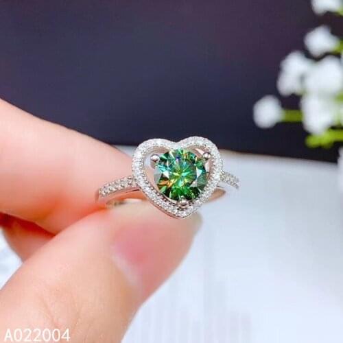 KJJEAXCMY fine jewelry 925 sterling silver inlaid green Mosang Diamond ladies ring luxury support detection hot selling