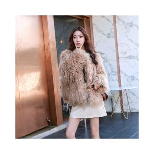 Top brand Fashion Women New Faux Fur Coat MX high quality