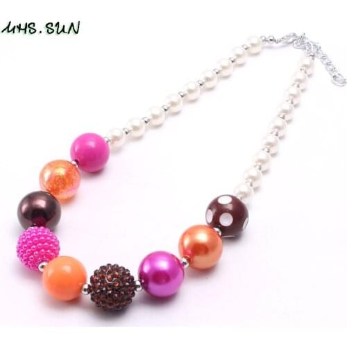 MHS.SUN New Kids Girls Chunky Beads Necklace Fashion Bubblegum Chunky Necklace Handmade Party Jewelry Gifts For Child Toddler
