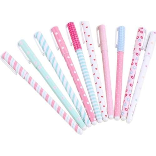 10 Pcs kwaii- Ballpoint pen Cute Lovely Korean Style Stationery Watercolor Pen Gel Pens Set Color Kandelia