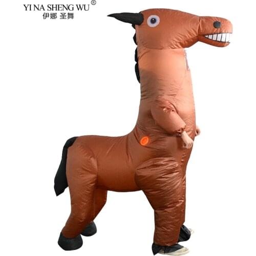 Women Men Horse Inflatable Costume Halloween Party Fancy Dress Christmas Cosplay Outfit Adults Carnival Performance Suit Horse