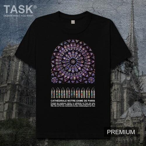 Notre Dame Rose Window Notre Dame de Paris sports cotton t shirt new Tops Short sleeve World famous summer Fashion Casual 01