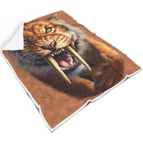 Cool Tiger Lion Face Printed Blanket Warm Super Soft Large Throw Blanket for Adult All Seasons Bedroom Chair Sofa Square Carpet