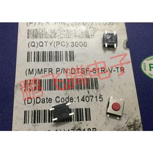 Original new 100% import DIP touch switch DTSF-61R 6*6*2.5 patch 4pin notebook monitor key switch red DTSF-61R-V-TR