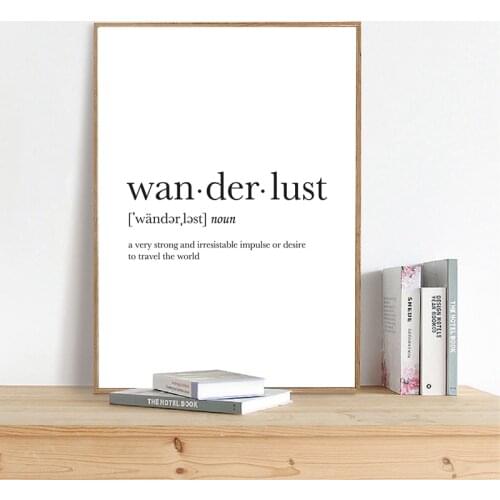Wanderlust Definition Print Travel Gift College Dorm Decor Dictionary Wall Art Canvas Home Decoration Painting Minimalist Poster