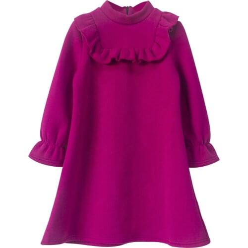 Teenage Girl Ruffle Princess Dress Autumn Winter Thick Velvet Warm Fleece Sweatshirt Dress 2020 Party Kids Clothes