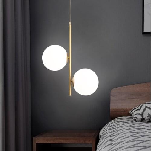 Nordic Kitchen Pendant Lights Living room Studio Cloths Ship gold pendant light White Glass Ball Lustre Pendant Light Fixtures