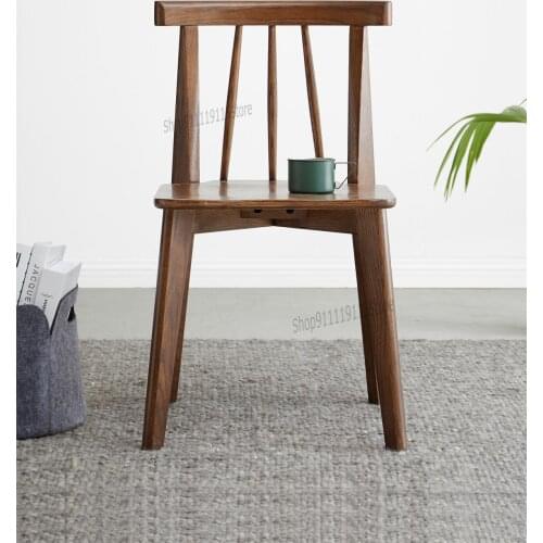 All Solid Wood Dining Chair Nordic Family Oak Windsor Dining Table Chair Simple Modern Armchair Study Leisure Chair