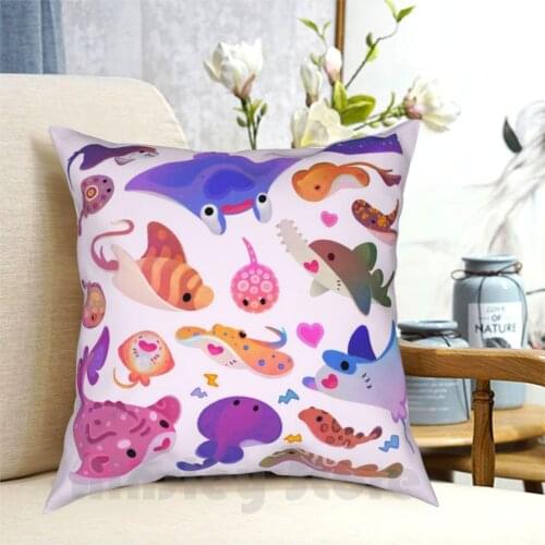 Ray Day 2-Pastel Pillow Case Printed Home Soft DIY Pillow cover Pikaole Summer Ray Fish Marine Life Biology Cute Kawaii