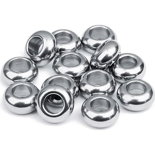 20pcs/lot Silver Color Stainless Steel Spacer Beads Loose Ball with Big Hole for Charm Bracelets Jewelry Making Wholesale