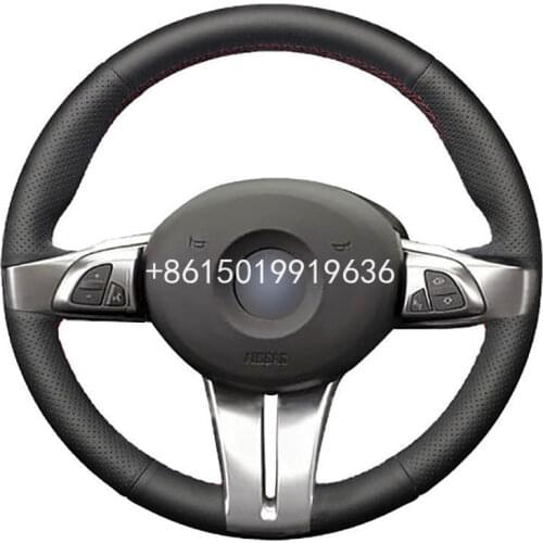 Hand sewing custom Black Leather Car Steering Wheel Cover for BMW Z4 E85 2003-2006