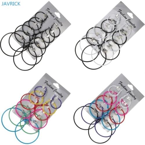 6 Pairs/Set Hoop Earrings Women Jewelry Circle Fashion Black White Charm Simple