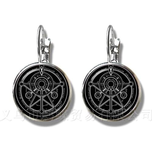 Satanic Pentagram Star Symbols Statement Silver Plated Earrings Handmade Jewelry For Women Girls Classic Jewelry Pagan Gift