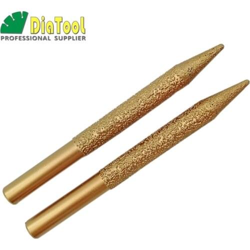 SHDIATOOL 2pcs 12-3/100mm CNC Taper Ball-end Stone Cutter Carving Tool Vaccum Brazed Diamond Engraving Bits Stone Tool