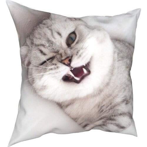 Lovely cat decorative cushion cover pet cat cushion cover 45cm linen pillow residential culture